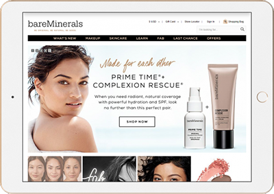 mobizcorp_ecommerce_bareminerals_online store_tablet with the website