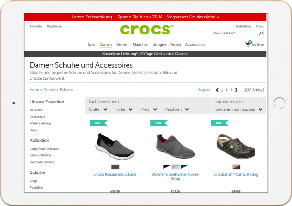 Projekt für Crocs – Bildschirm IPad