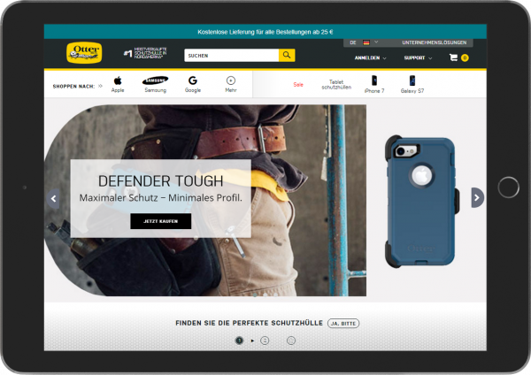 mobizcorp_ecommerce_otterbox_online store_tablet with the website open
